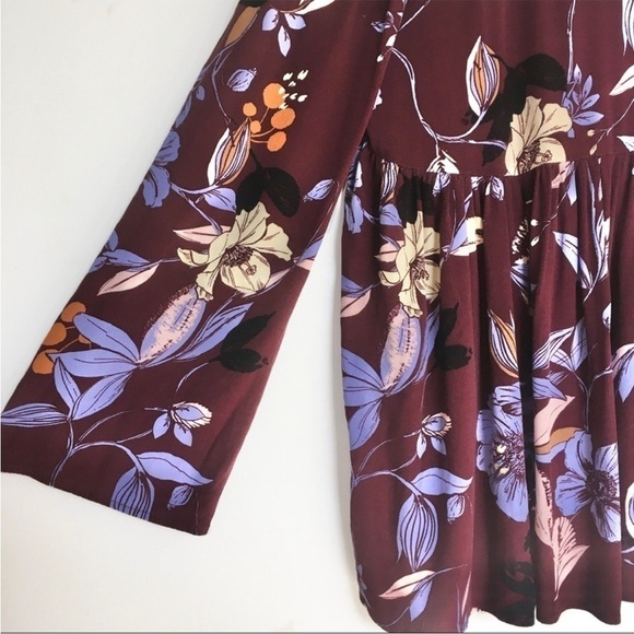 Free People Wine Floral Bella Tunic Sz S EUC - Picture 6 of 10
